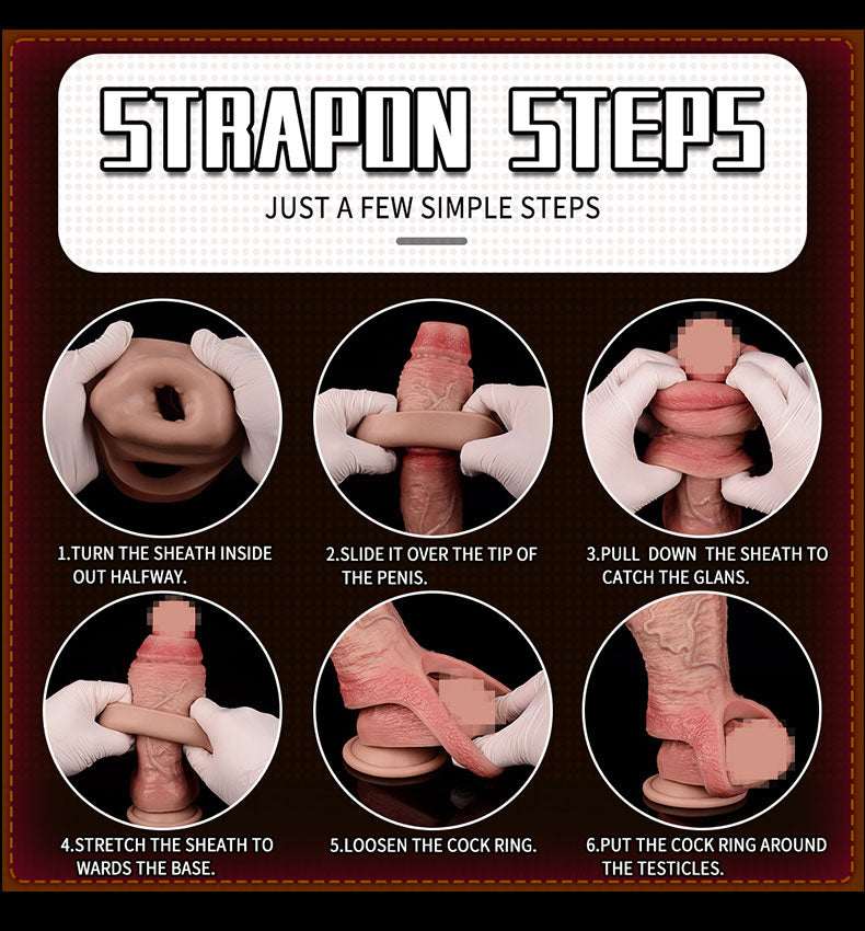 Realistic Big Girthy Penis Sleeve - Open-end Cocksleeve Sheath Guys Jacking Off