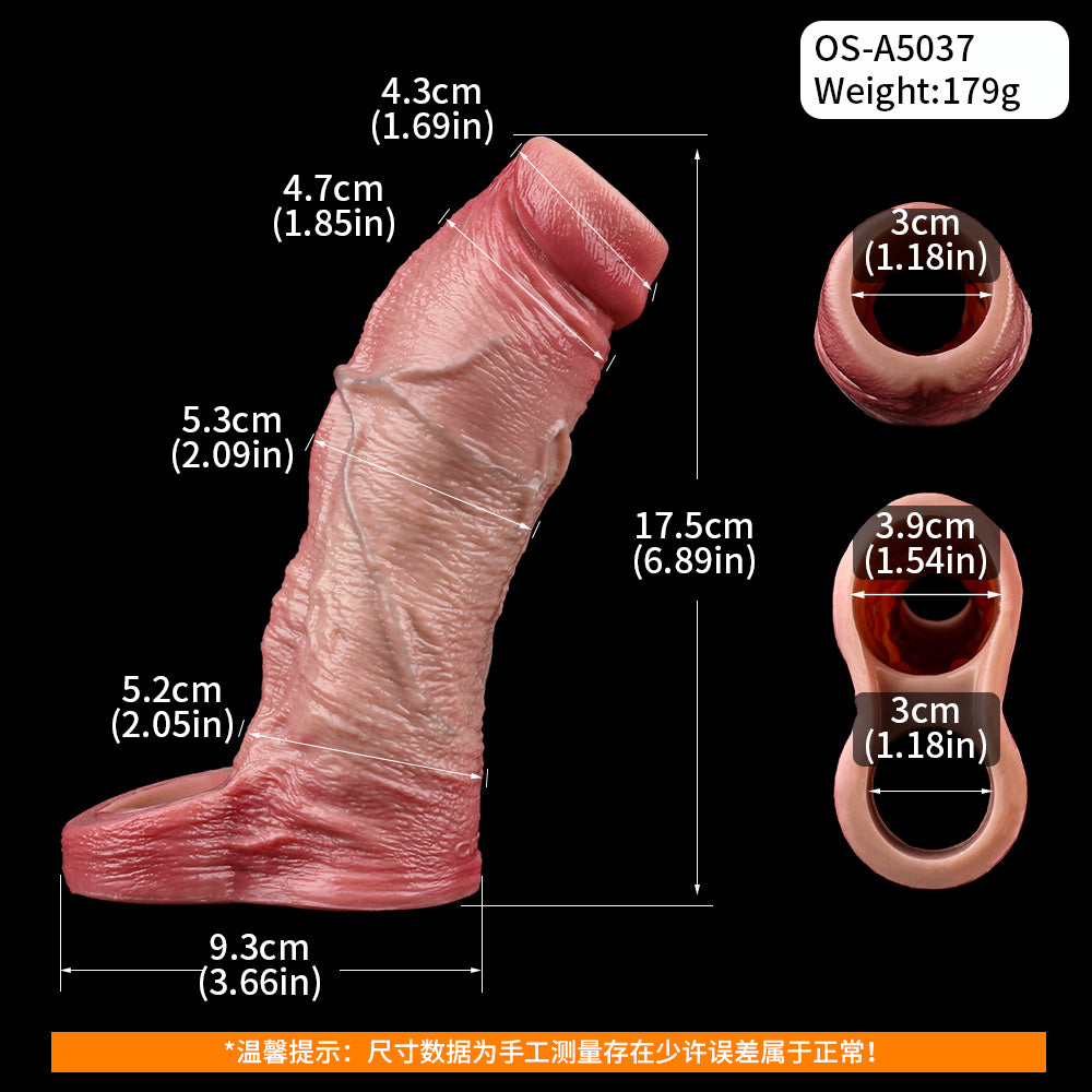 Gaine pénienne réaliste en silicone à extrémité ouverte de 17,8 cm pour homme
