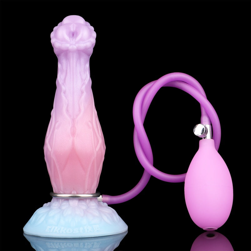 8.3 Inch Fantasy Inflatable Dildo - Pink Silicone Female Vaginal Masturbation Toy