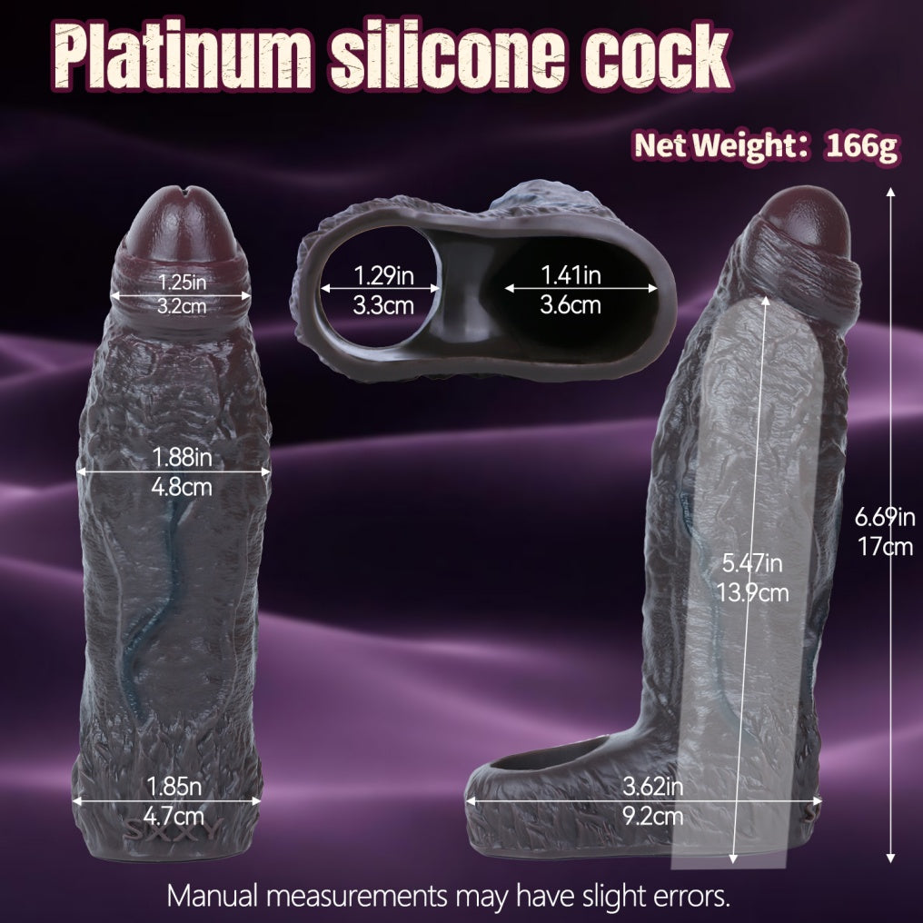 Realistic Silicone Penis Sleeve & Extender - Wearable Girth Enhancer with Delay Cock Ring