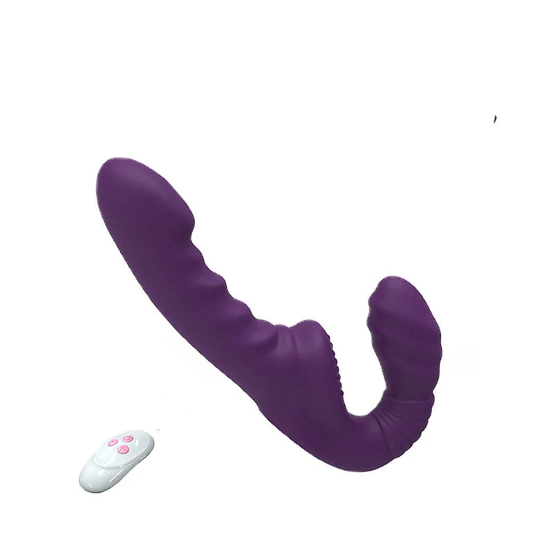 Strapless Strap On Double End Dildo Vibrator - Remote Control Vibrating Dildos Sex Toys