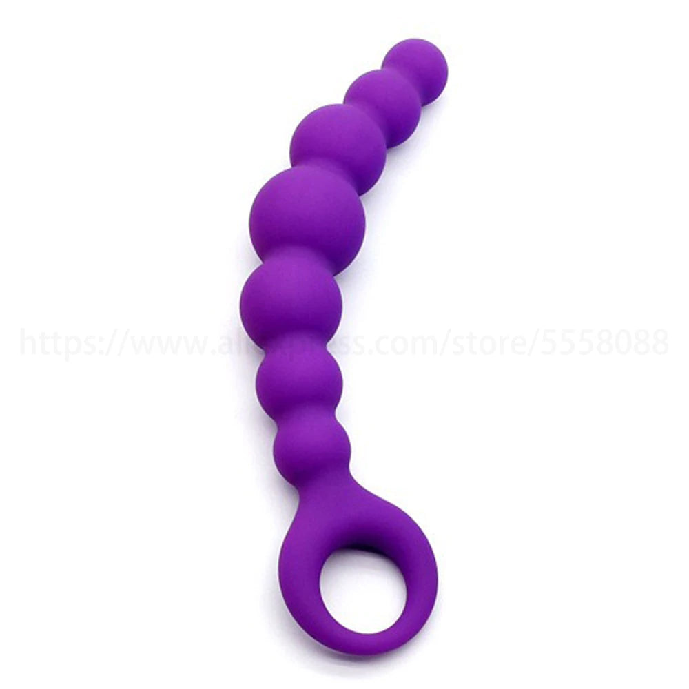 Godemichet anal en silicone de 7 pouces - 7 perles anales - Jouets pour prostate pour hommes et femmes