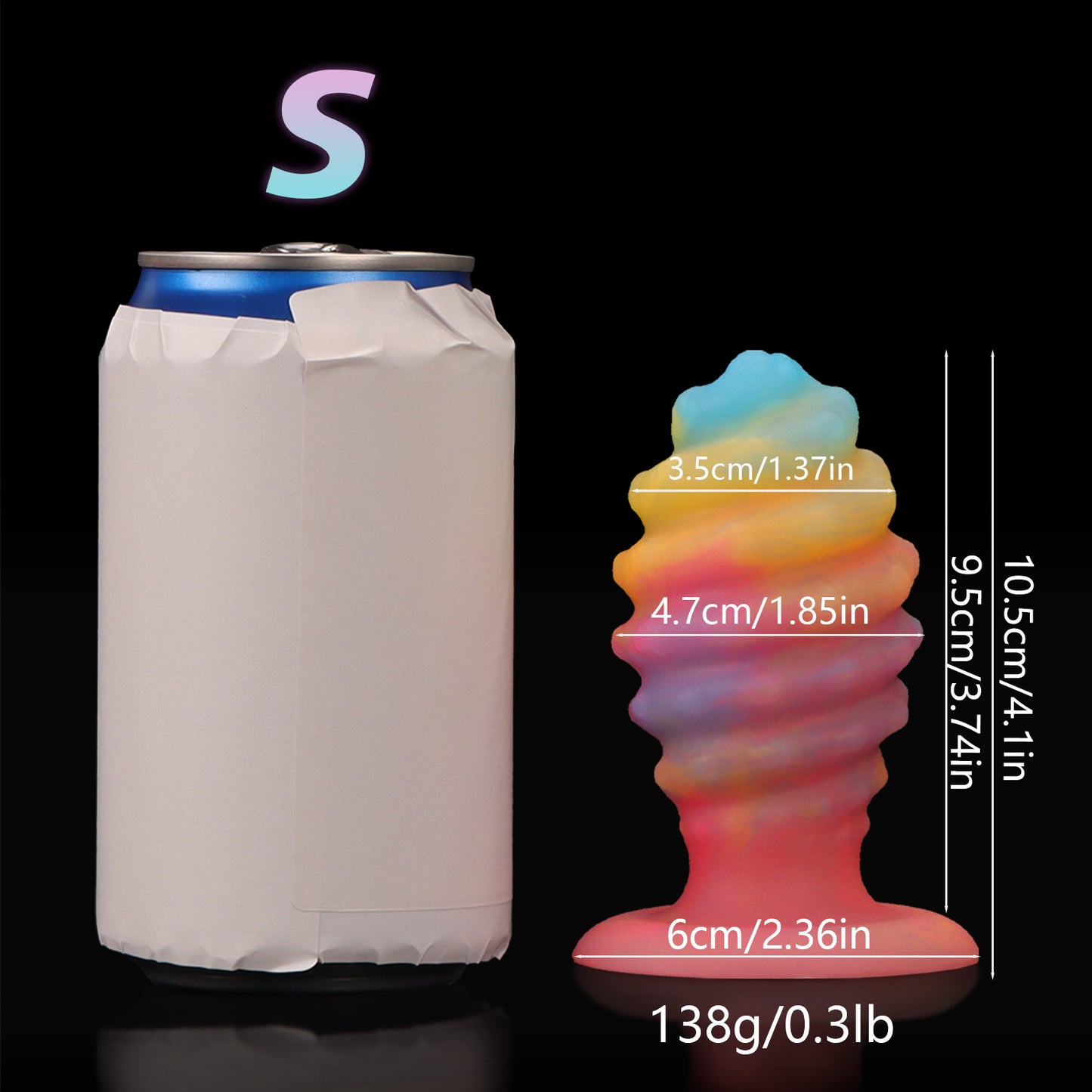 Luminous Conch Anal Dildo Butt Plug - Colorful Sprial Monsterdildo Vaginal Prostate Massager