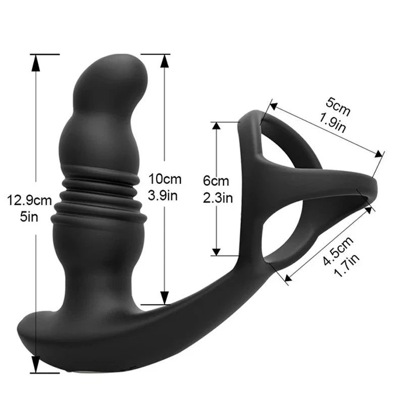 Prostata-Massagegerät mit Fernbedienung, Stoßdildo, Penisring, Verzögerung der Ejakulation, männliches Sexspielzeug