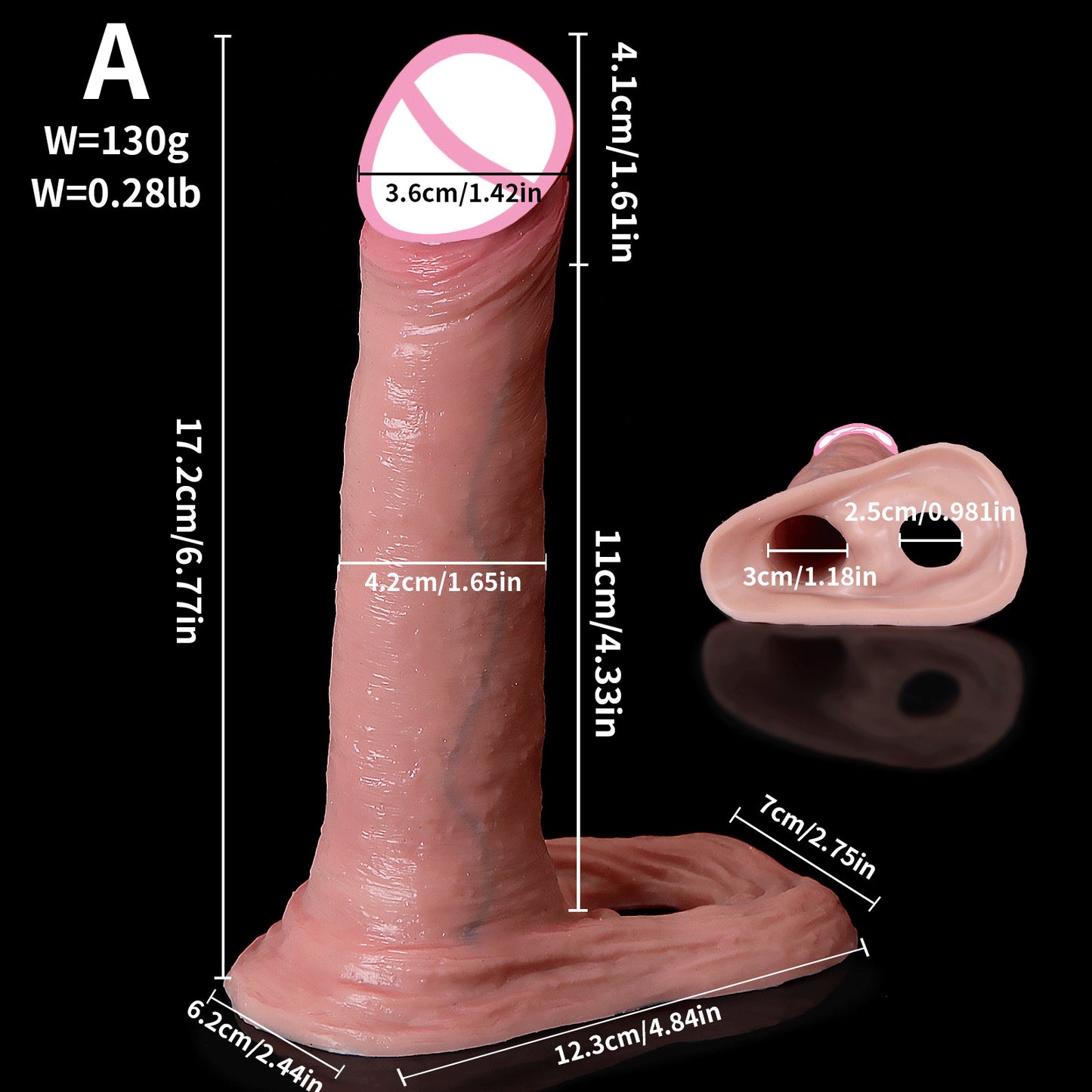 Jouets sexuels réalistes de Mals de douille de coq - agrandisseur réaliste de pénis de Silicone de grande circonférence
