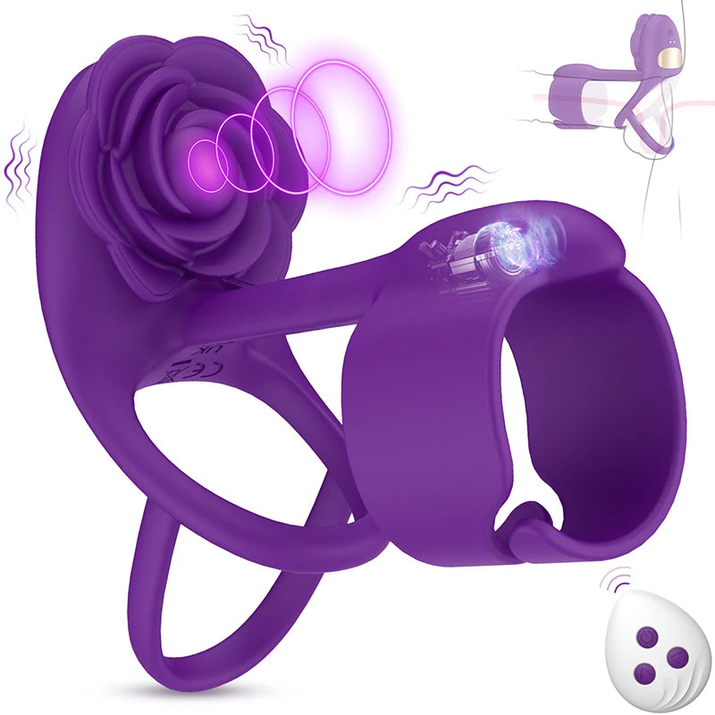 Anneau pénien vibrant télécommandé Domlust - Stimulateur de clitoris rose violet, jouet sexuel pour couple