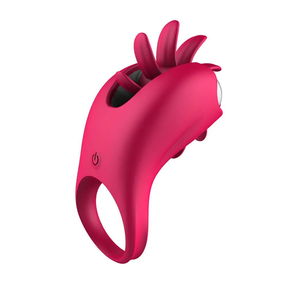 Anneau pénien vibrant léchant la langue stimulateur de clitoris - 10 modes d'éjaculation retardée plaisir amélioré