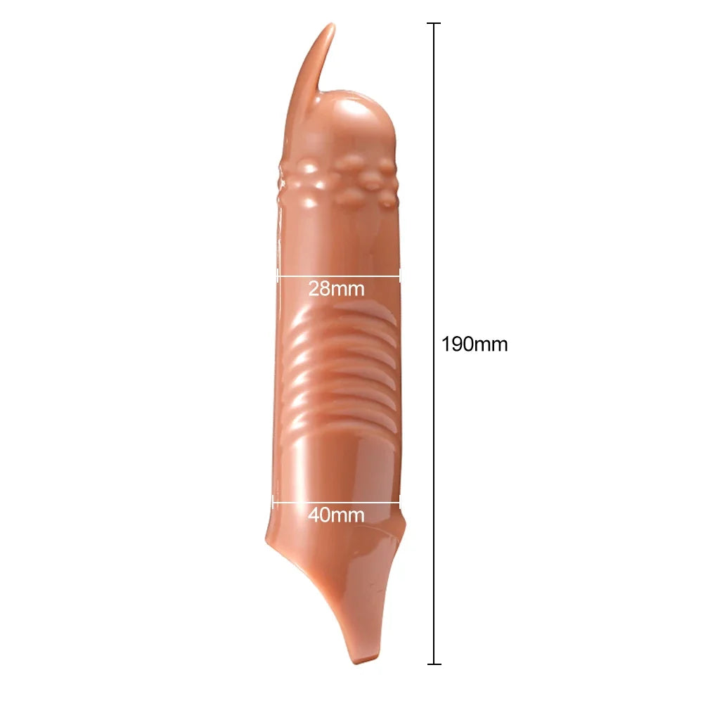 Knotted Cock Sleeve Male Sex Toys - Cock Ring Condom Penis Extender