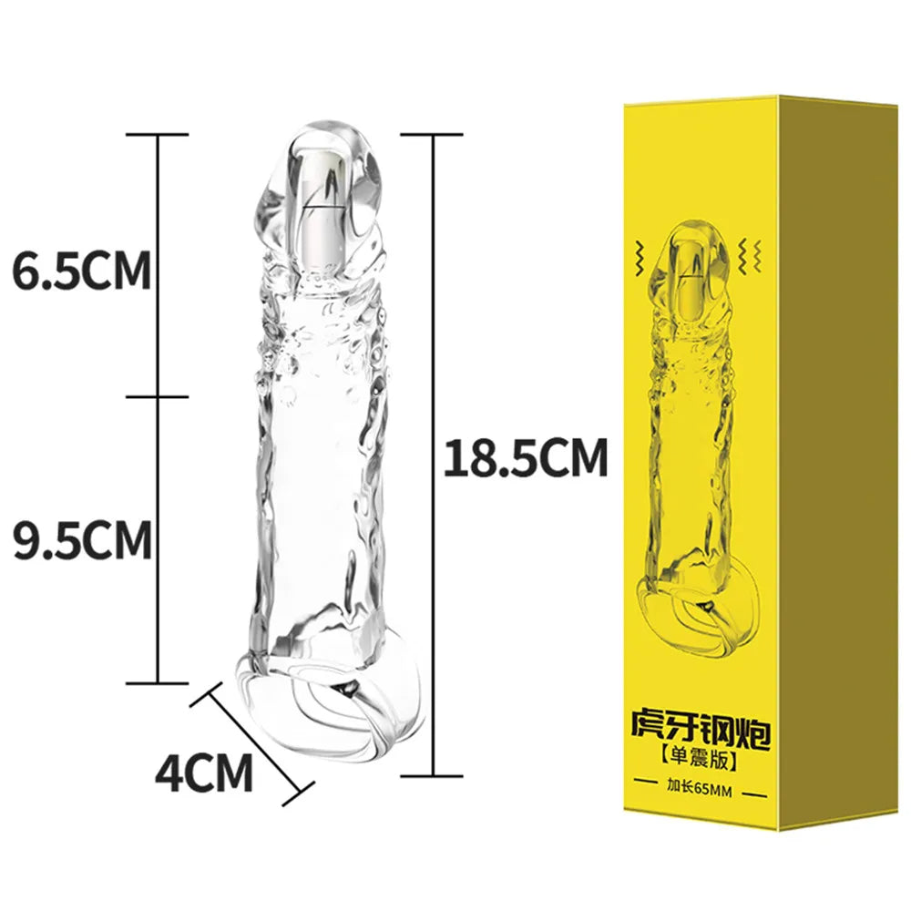 Gelée Silicone manchon de coq vibrant pénis Extender retard éjaculation préservatif jouets sexuels pour hommes