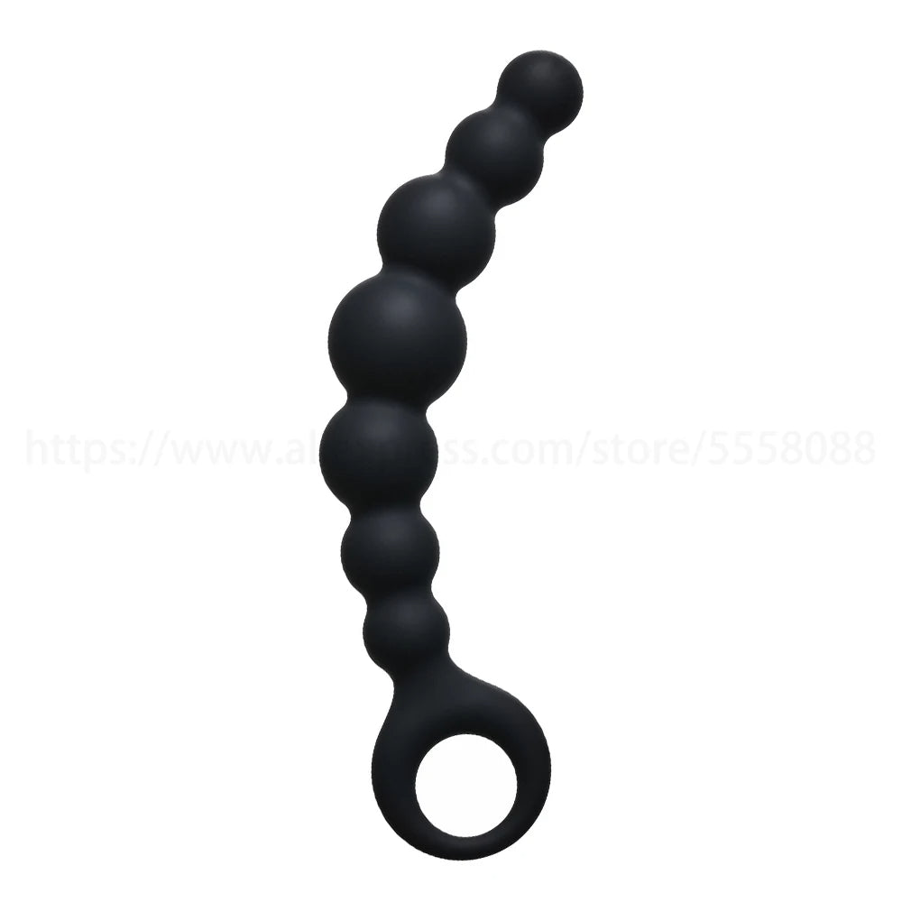 Godemichet anal en silicone de 7 pouces - 7 perles anales - Jouets pour prostate pour hommes et femmes