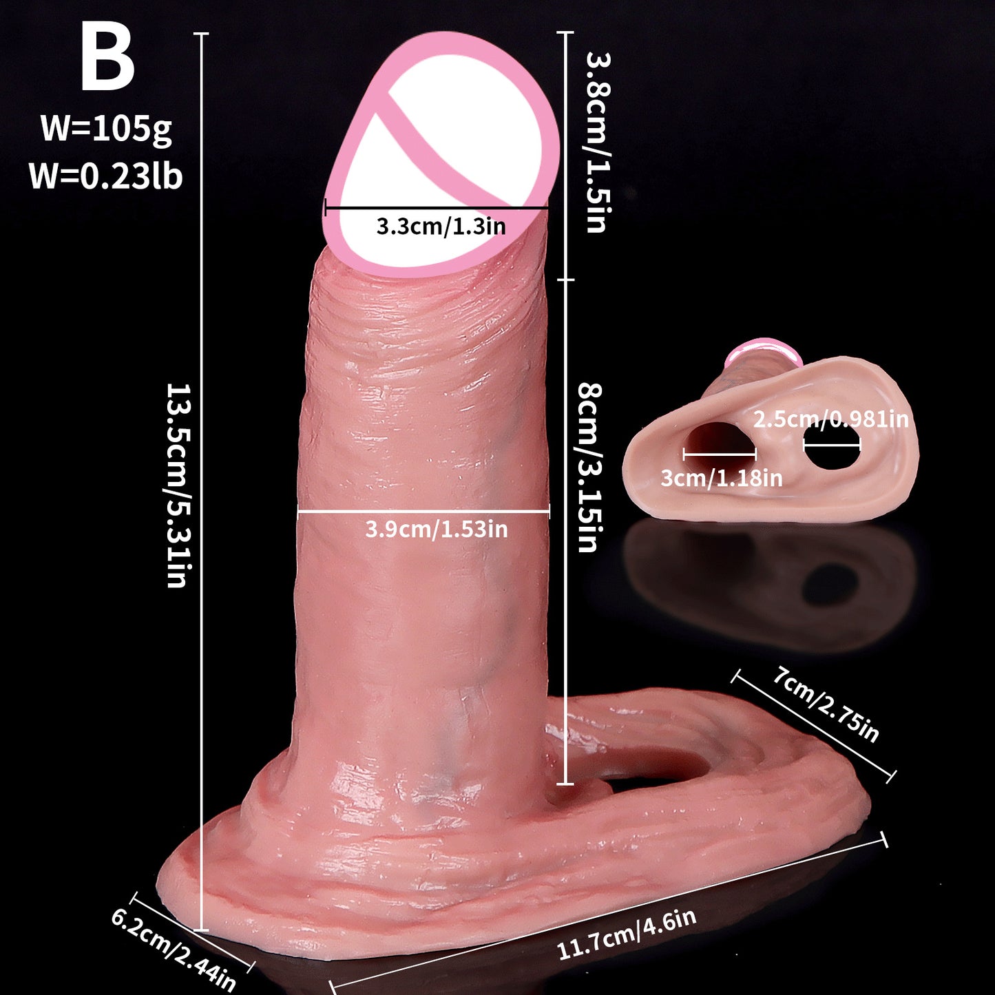 Jouets sexuels réalistes de Mals de douille de coq - agrandisseur réaliste de pénis de Silicone de grande circonférence