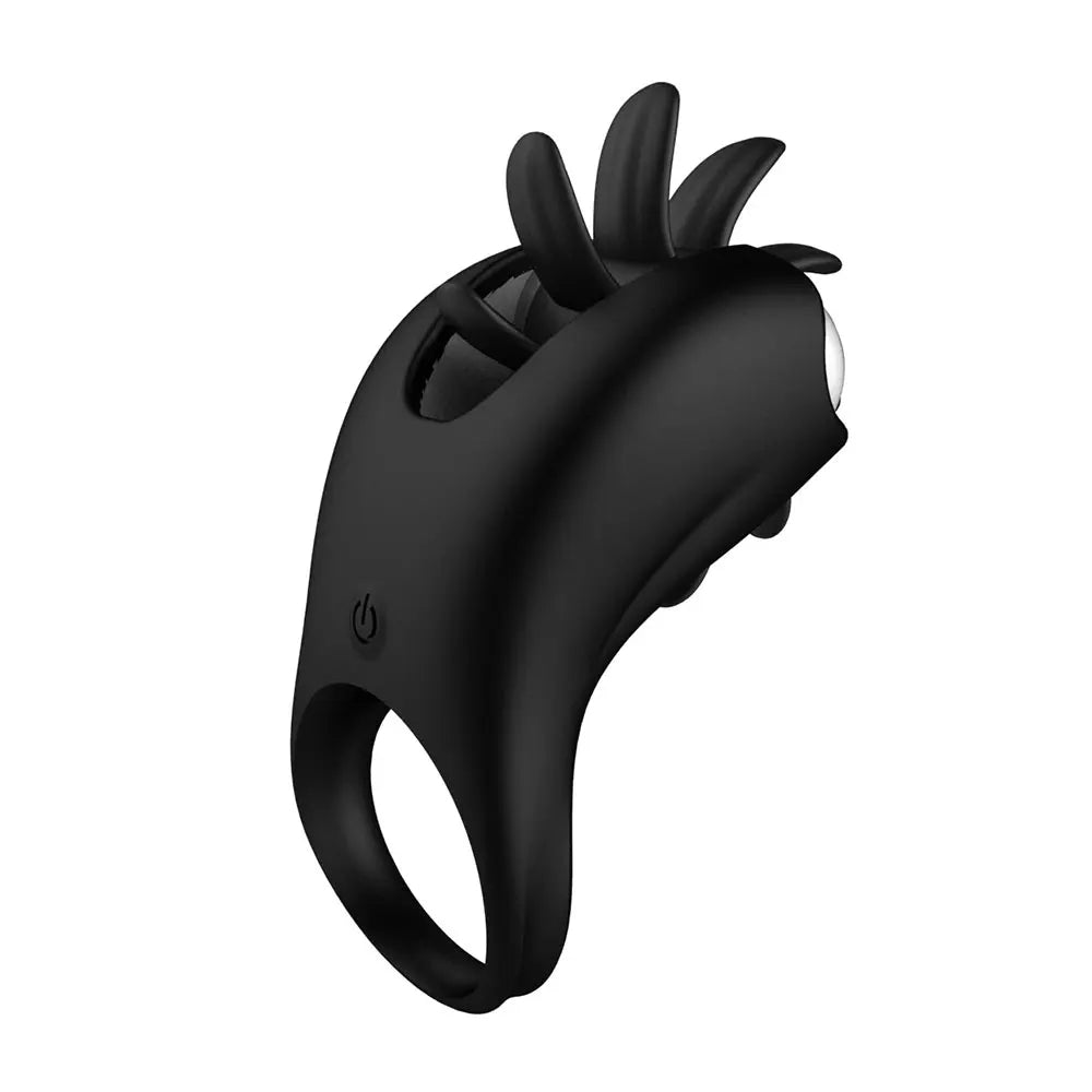 Anneau pénien vibrant léchant la langue stimulateur de clitoris - 10 modes d'éjaculation retardée plaisir amélioré