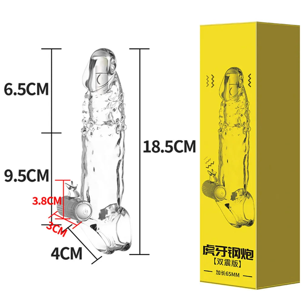 Gelée Silicone manchon de coq vibrant pénis Extender retard éjaculation préservatif jouets sexuels pour hommes