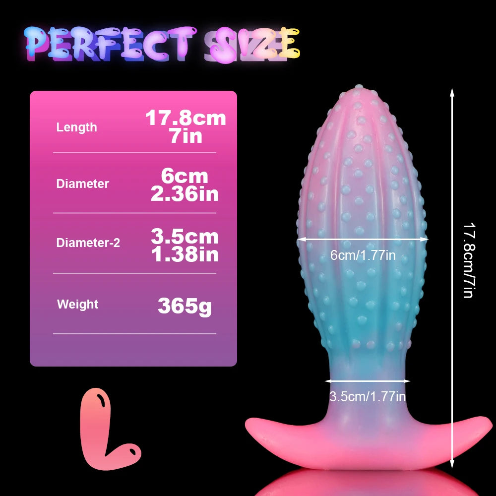 Luminous Silicone Dildo Butt Plug - Knots Anal Dildos Sex Toys for Women Men
