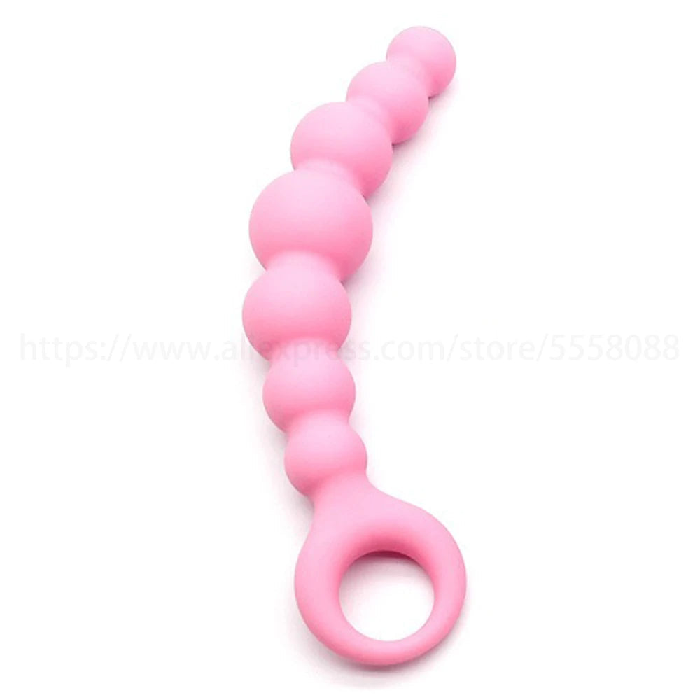 Godemichet anal en silicone de 7 pouces - 7 perles anales - Jouets pour prostate pour hommes et femmes