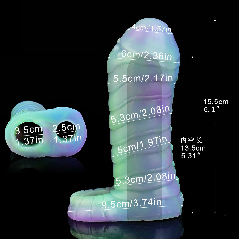 Leuchtende Monsterdildo-Penishülle - Biest-Penisring-Vergrößerer-Kondom-Pärchen-Sexspielzeug