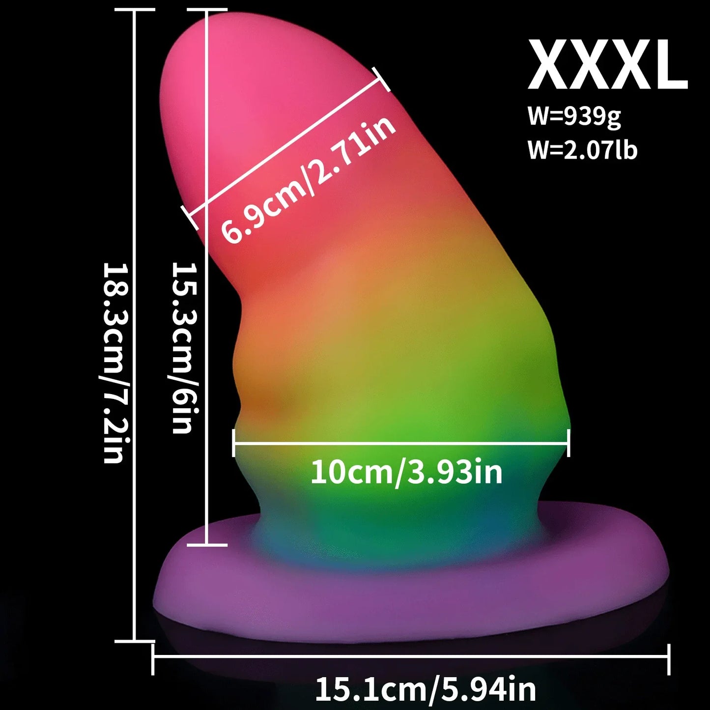 Godemichet Anal lumineux fantaisie, gros jouets sexuels anaux vaginaux colorés en Silicone