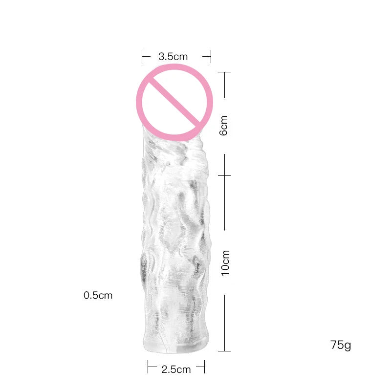 Realistic Dildo Cock Sleeve Male Sex Toys - Condom Penis Extender Vagnia Anal Stimulator