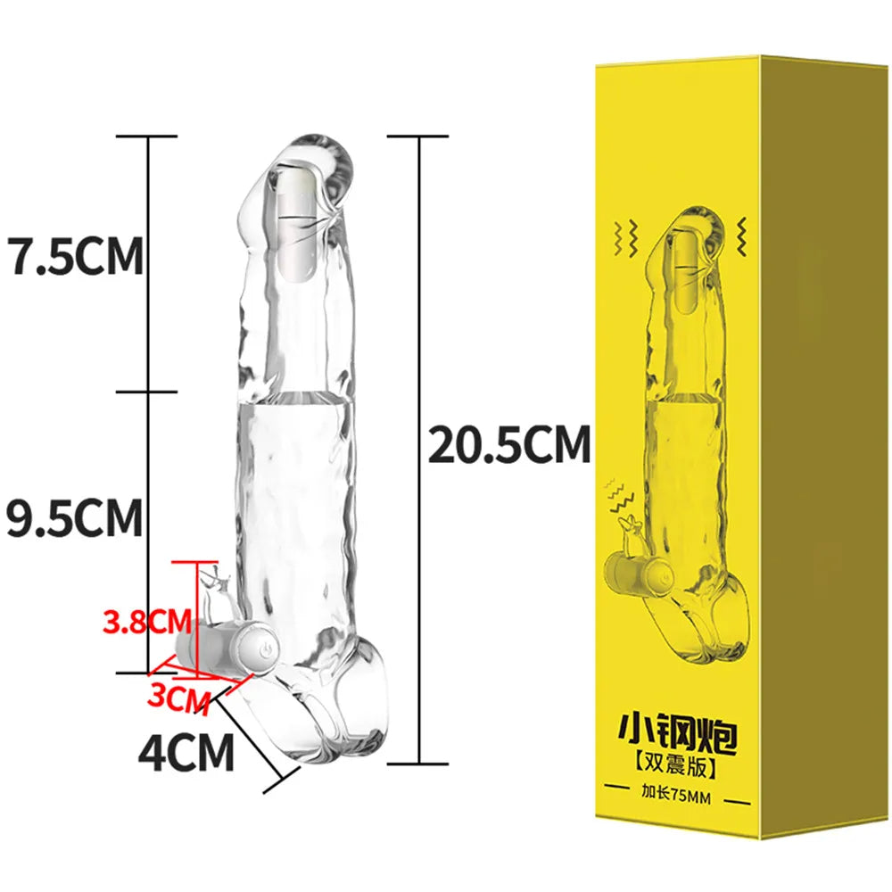 Gelée Silicone manchon de coq vibrant pénis Extender retard éjaculation préservatif jouets sexuels pour hommes