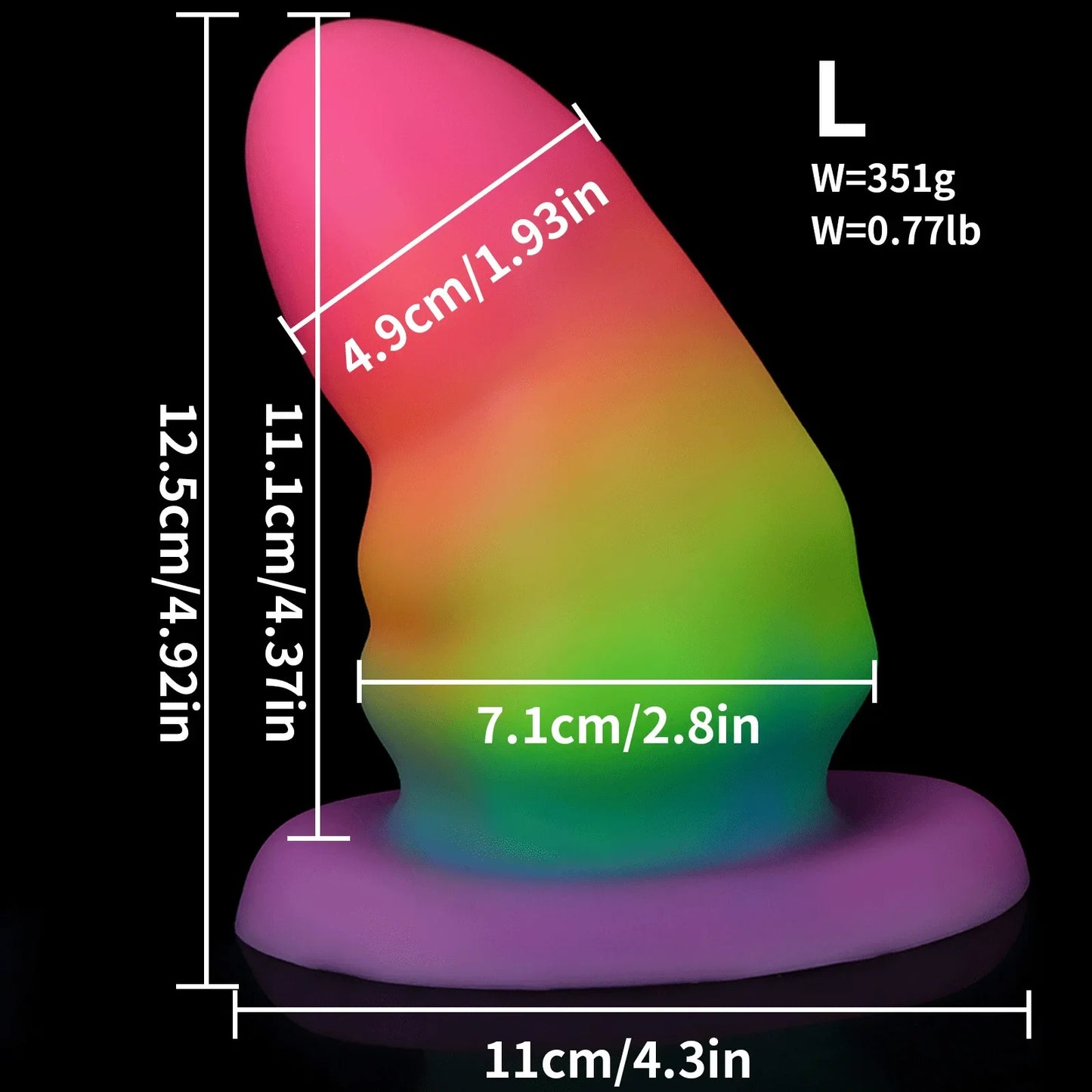 Godemichet Anal lumineux fantaisie, gros jouets sexuels anaux vaginaux colorés en Silicone