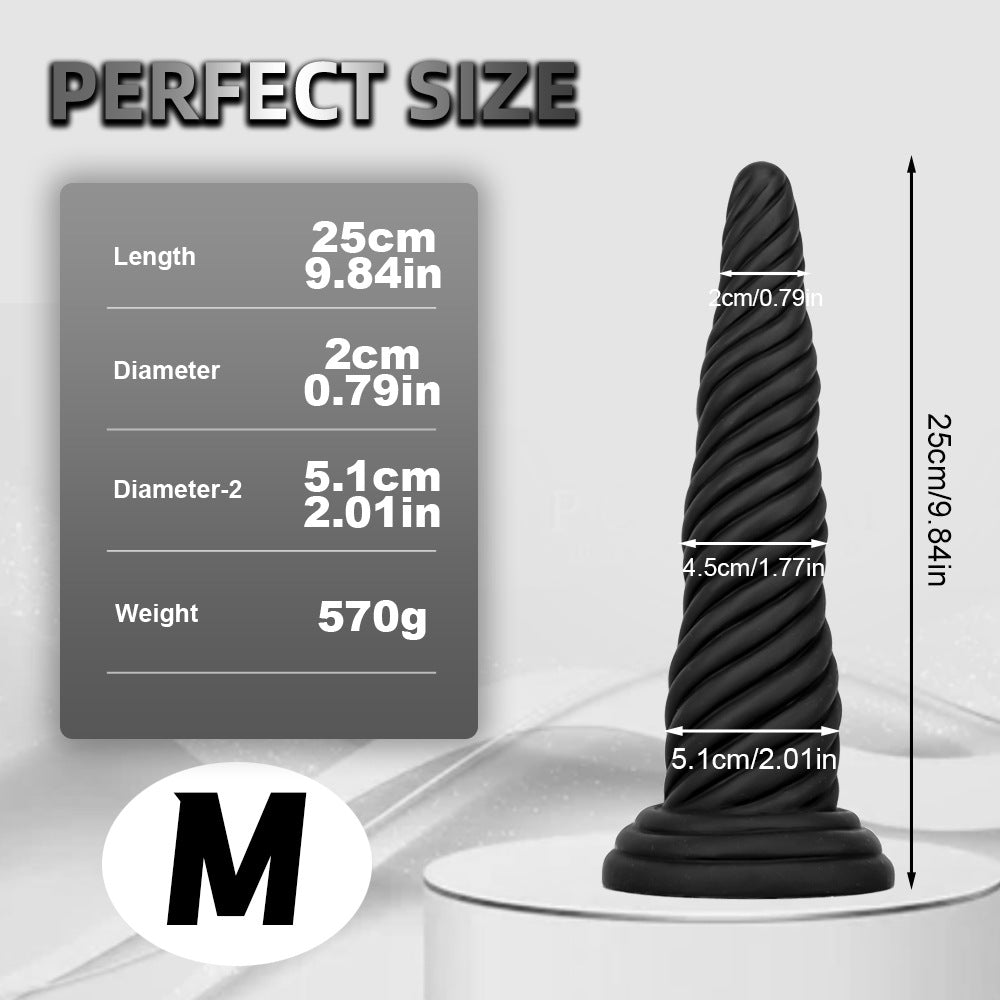 Exotic Black Dildo Anal Butt Plug - Fantasy Big Sprial Monster Dildo Sex Toys for Women Men
