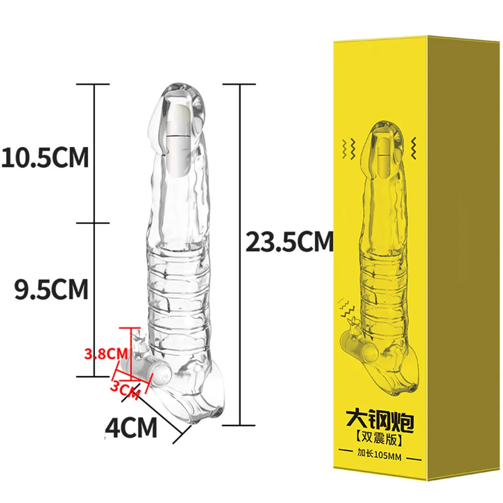 Gelée Silicone manchon de coq vibrant pénis Extender retard éjaculation préservatif jouets sexuels pour hommes