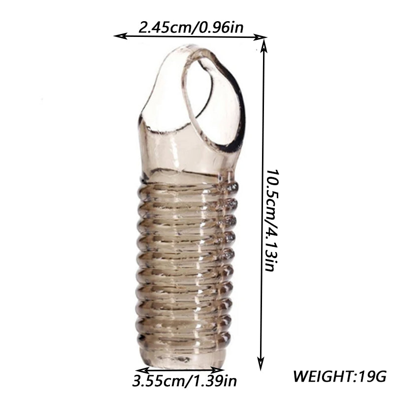 Stretchy Cock Sleeve Condom Male Extender Sex Toy - Penissleeve Delay Ejaculation Enlarger
