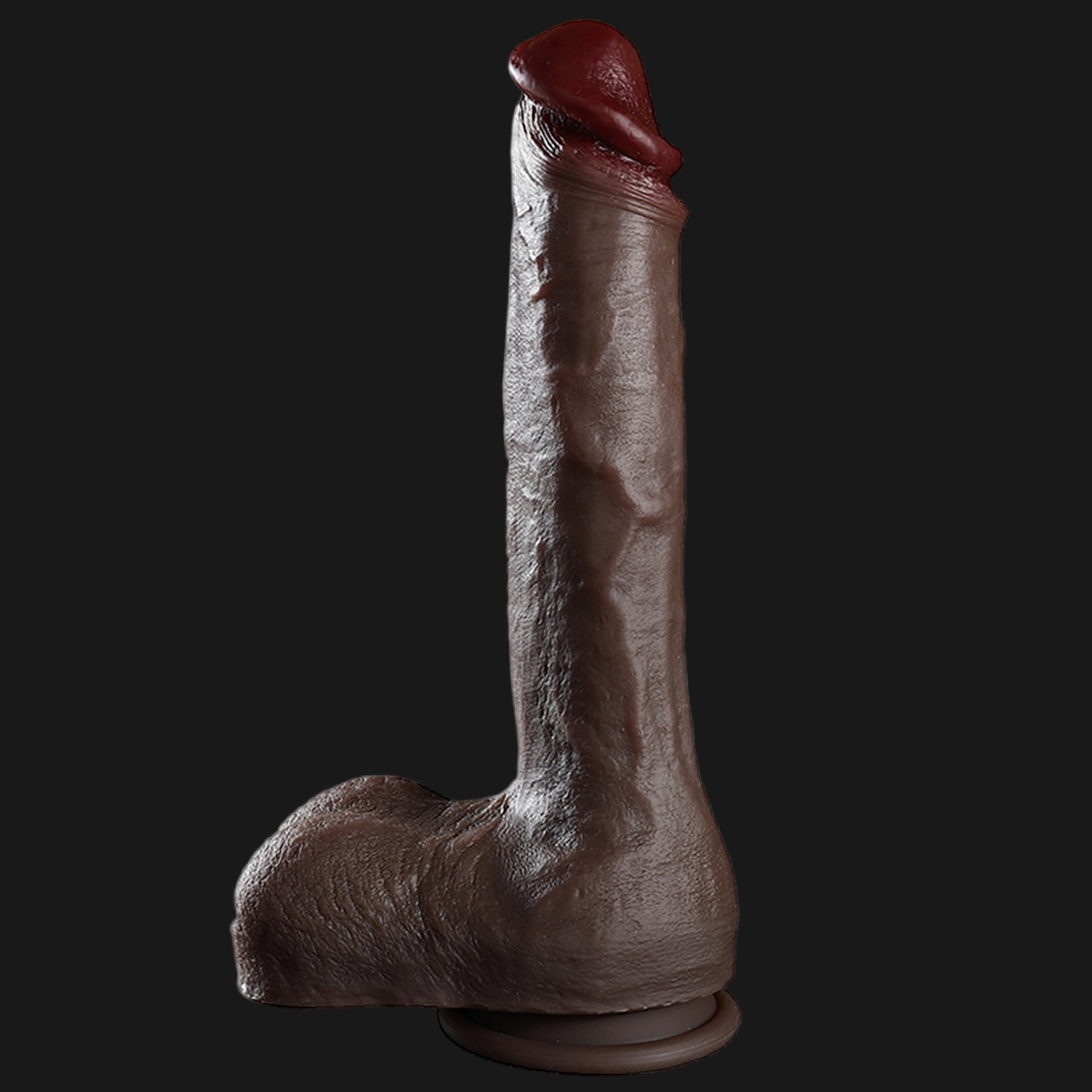 Ebenholz-Dildo, Anal-Buttplug – 10 Zoll großer Hoden, Silikon-Saugnapf, Sexspielzeug für Frauen