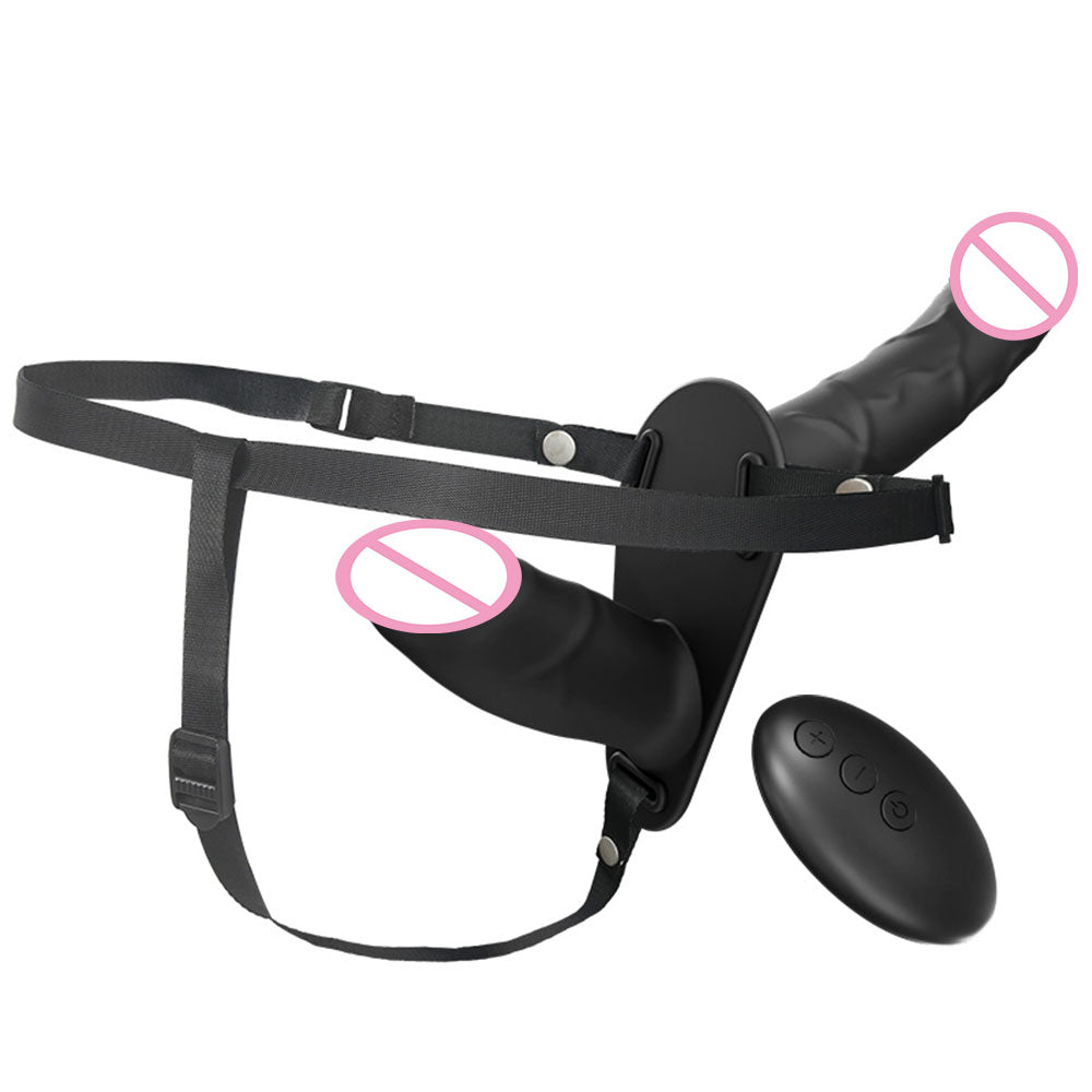 Doppelendiger Lesiban Strap-On Dildo - Realistischer schwarzer Dildo, Sexspielzeug für Paare