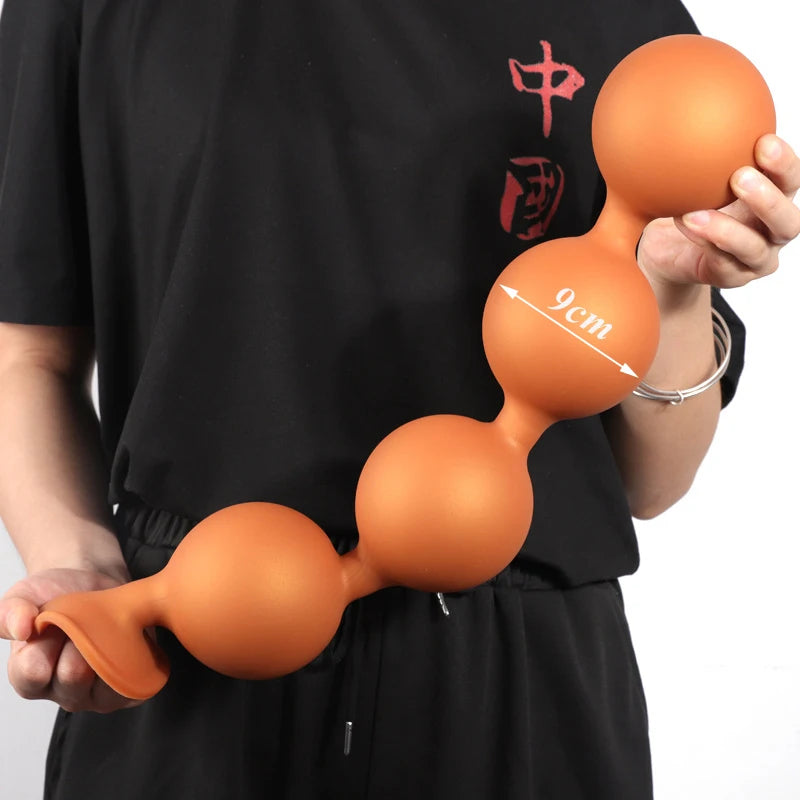 Lange Analkugeln, Silikon-Schwanz-Buttplug – Große Analerweiterung, leuchtendes Anal-Sexspielzeug