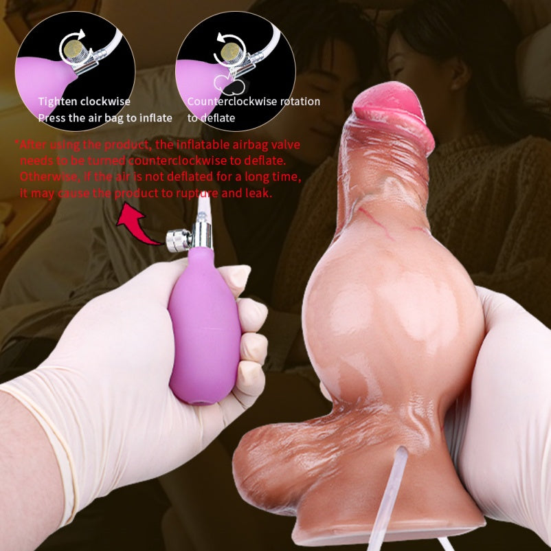 Aufblasbarer realistischer Dildo mit künstlichem Sperma – Allmähliche Ausdehnung für G-Punkt-Druck und Penetrationsvergnügen