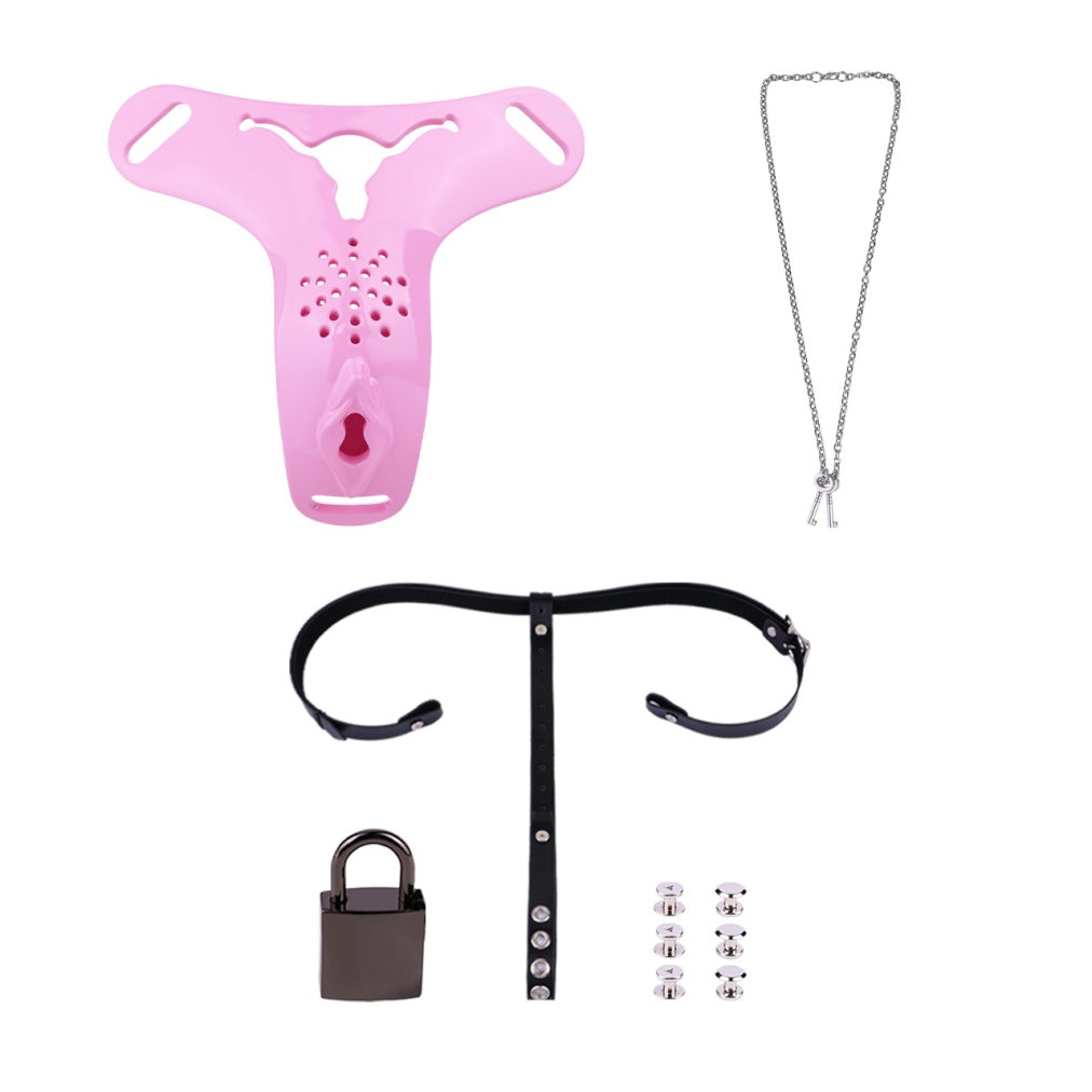 Rosa Silikon-Fantasy-Keuschheitskäfig-Hose – Strapon-Kontrolle & Bondage-Spiel für Frauen