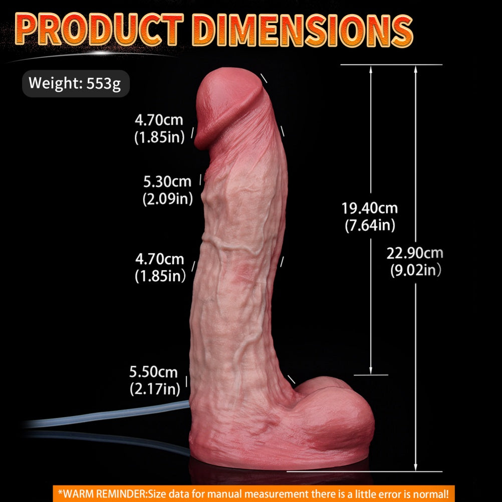 9-Inch Extra Long Squirt Simulated Dildo - Realistic Silicone Vaginal Insertion Masturbation Toy