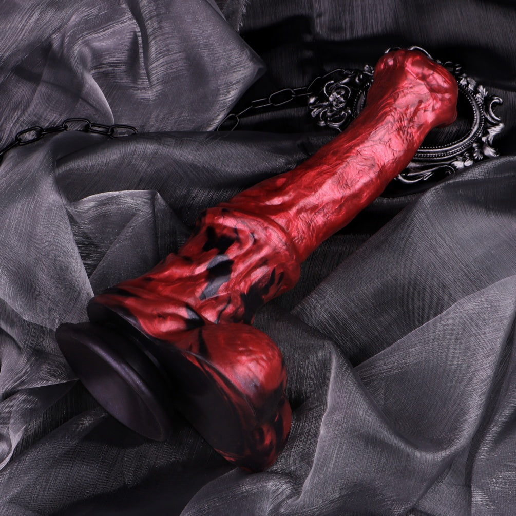 Blood Red Silicone Fantasy Horse Cock – Monster-Type Female Vaginal Masturbation Toy