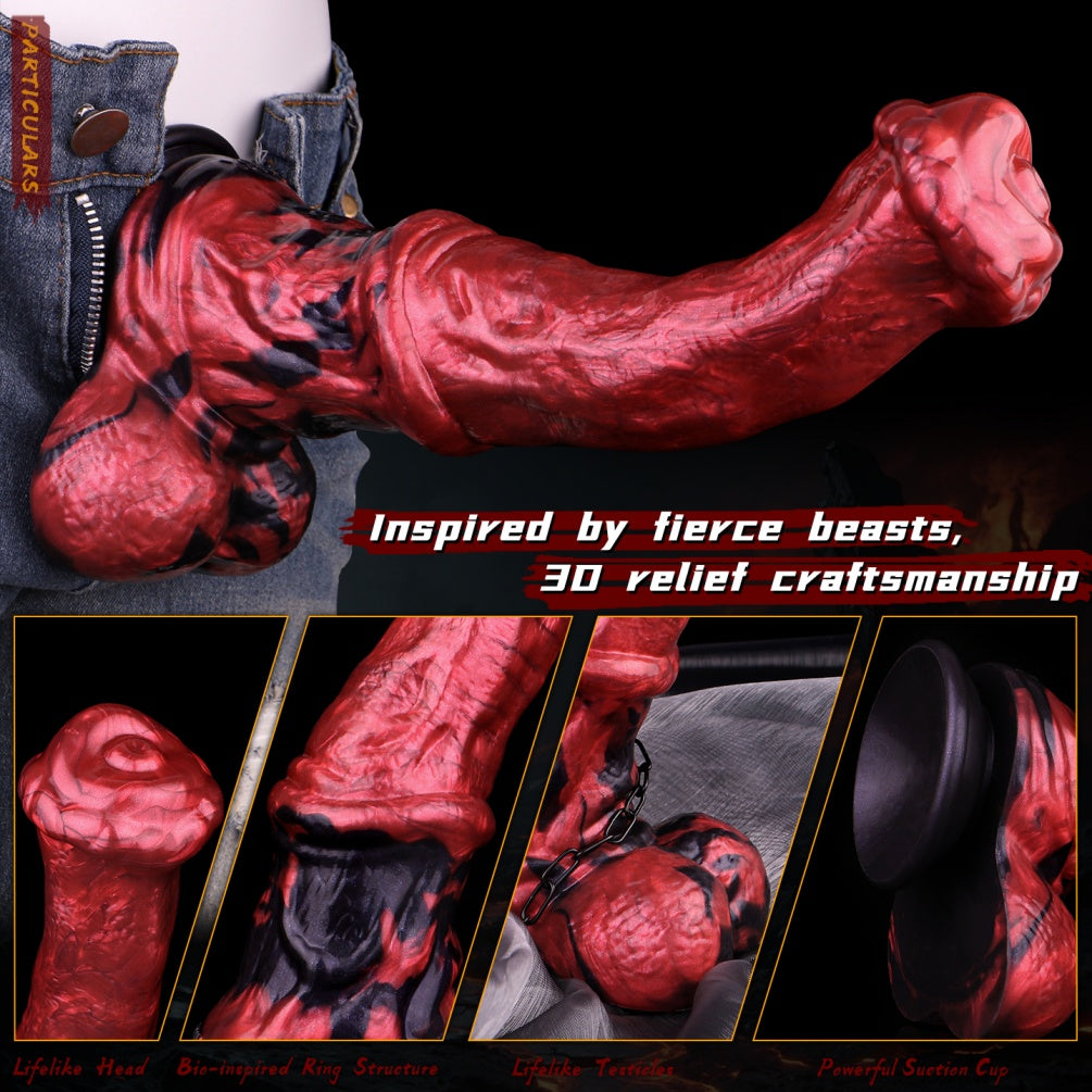 Blood Red Silicone Fantasy Horse Cock – Monster-Type Female Vaginal Masturbation Toy