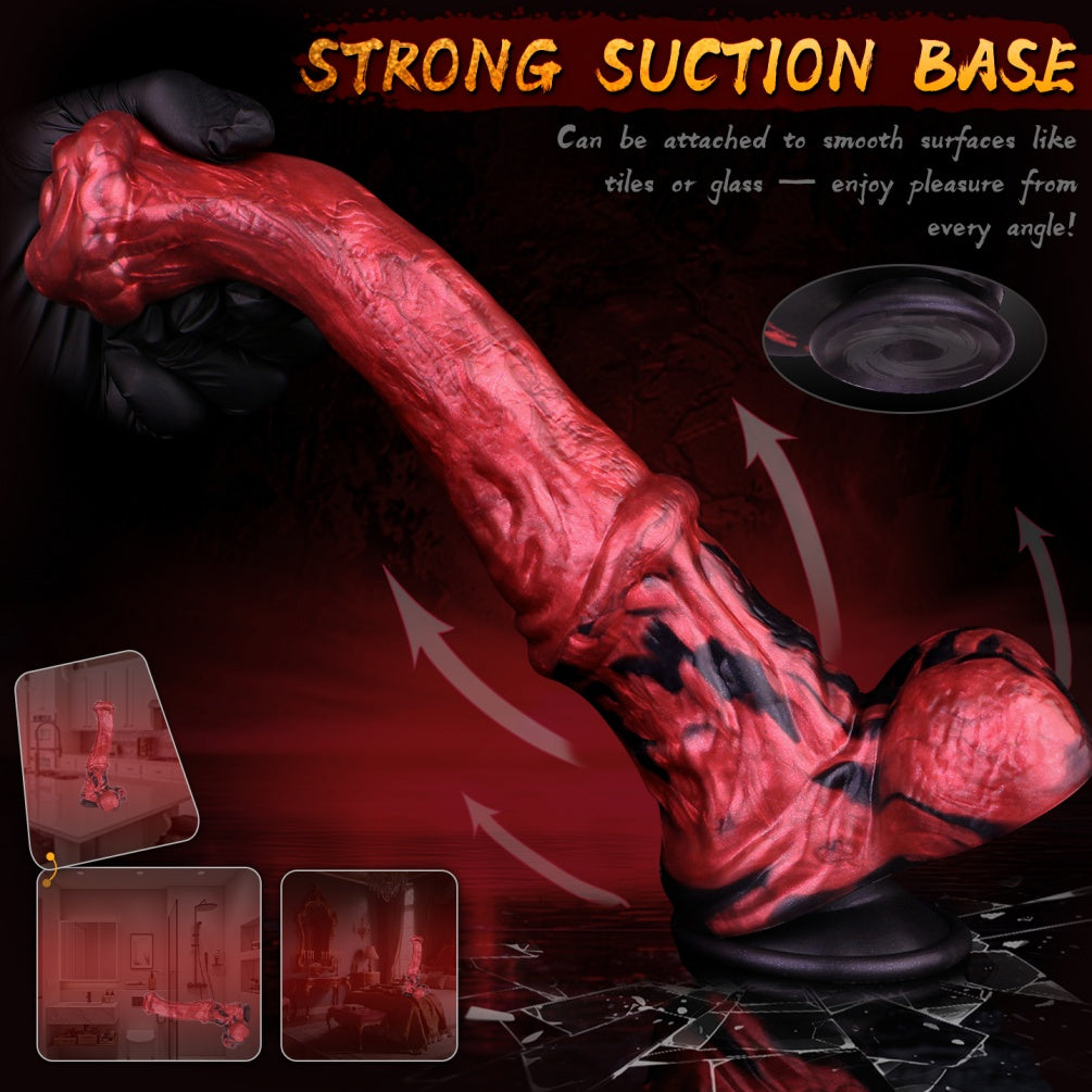 Blood Red Silicone Fantasy Horse Cock – Monster-Type Female Vaginal Masturbation Toy