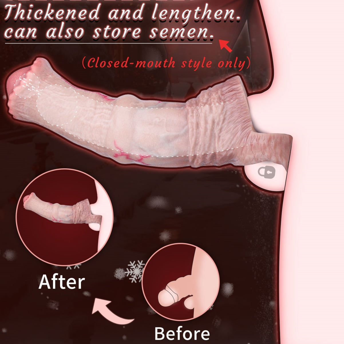 Realistic Horse Fantasy Cock Sleeve – Silicone Penis Extender with Scrotum Lock for ED Solutions