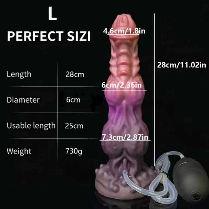 Squirting Fantasy Silicone Dragon Dildo – Vaginal Masturbation Tool with Swelling Texture and Fake Cum Injection