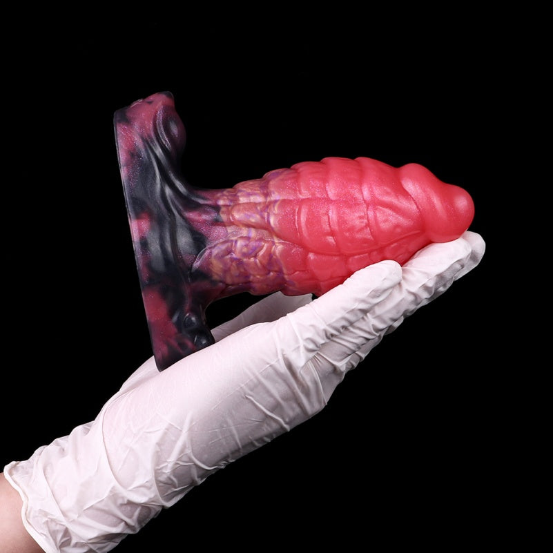Fantasy Silkworm Cocoon Analplug-Dildo aus Silikon – Sexspielzeug für tiefen Druck mit ankerförmiger Basis