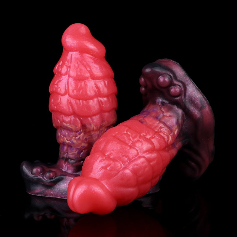 Fantasy Silkworm Cocoon Analplug-Dildo aus Silikon – Sexspielzeug für tiefen Druck mit ankerförmiger Basis