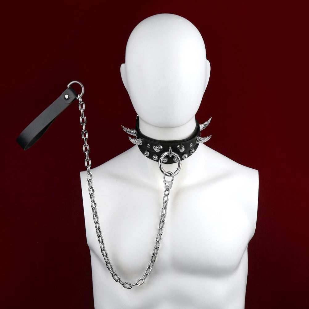 Leash Leather Strap-on Collar - Master-Slave Training Kinky Sex Toys