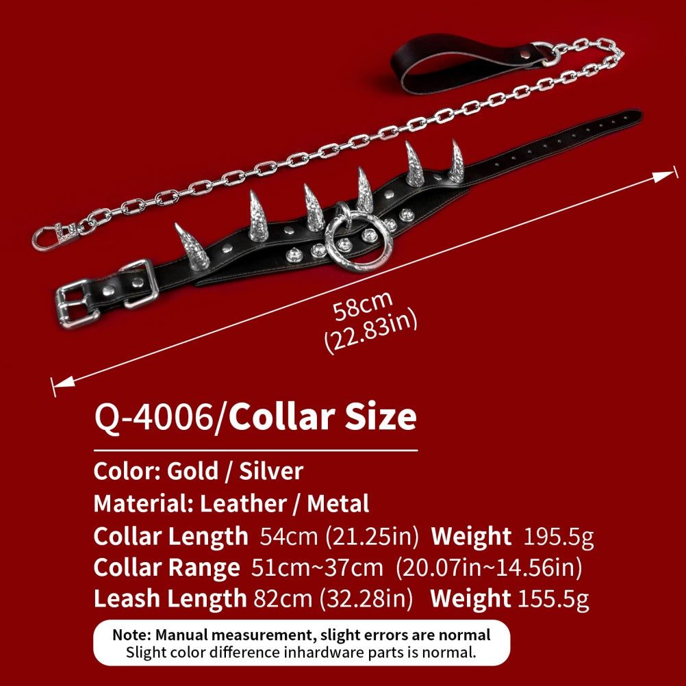 Leash Leather Strap-on Collar - Master-Slave Training Kinky Sex Toys