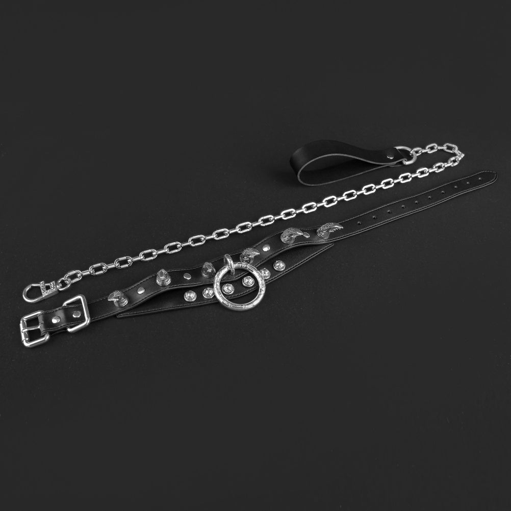 Leash Leather Strap-on Collar - Master-Slave Training Kinky Sex Toys