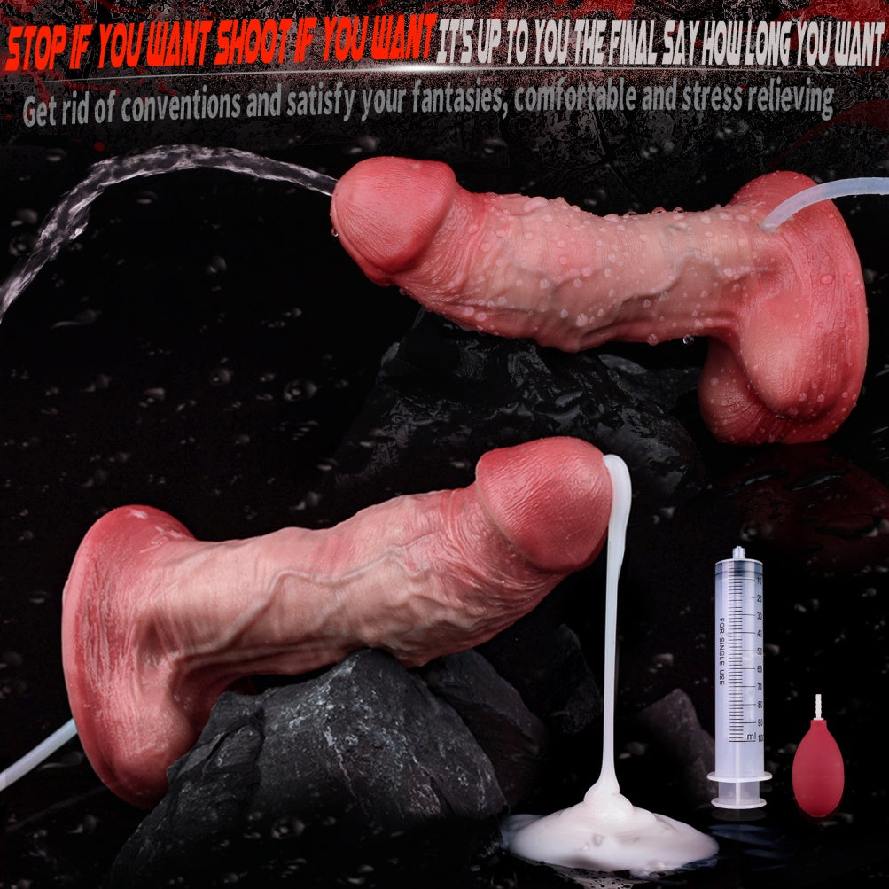 Silicone Flesh Fantasy Squirt Simulated Dildo - Female Vaginal Insertion and Ejaculation Stimulation