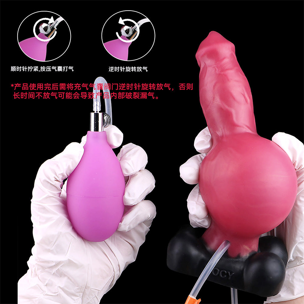 Dog Dildo Suction Cup Butt Plug - Inflatable Ejaculating Knotted Monsterdildo Female Masturbation