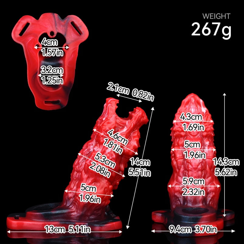 Purpurroter Penis-Vibrator „Dragon Mouth Fantasy“ aus Silikon – für 14 cm große Männer entwickelt, um Erweichung zu bekämpfen und die Ejakulationskontrolle zu verbessern
