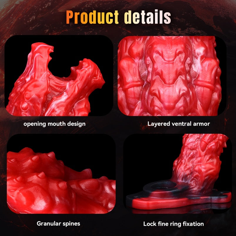 Purpurroter Penis-Vibrator „Dragon Mouth Fantasy“ aus Silikon – für 14 cm große Männer entwickelt, um Erweichung zu bekämpfen und die Ejakulationskontrolle zu verbessern
