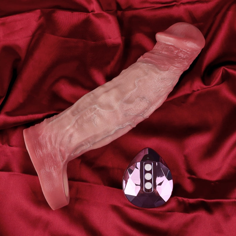 Gaine de pénis réaliste et vibrante de 22,4 cm de long, en peau nue
