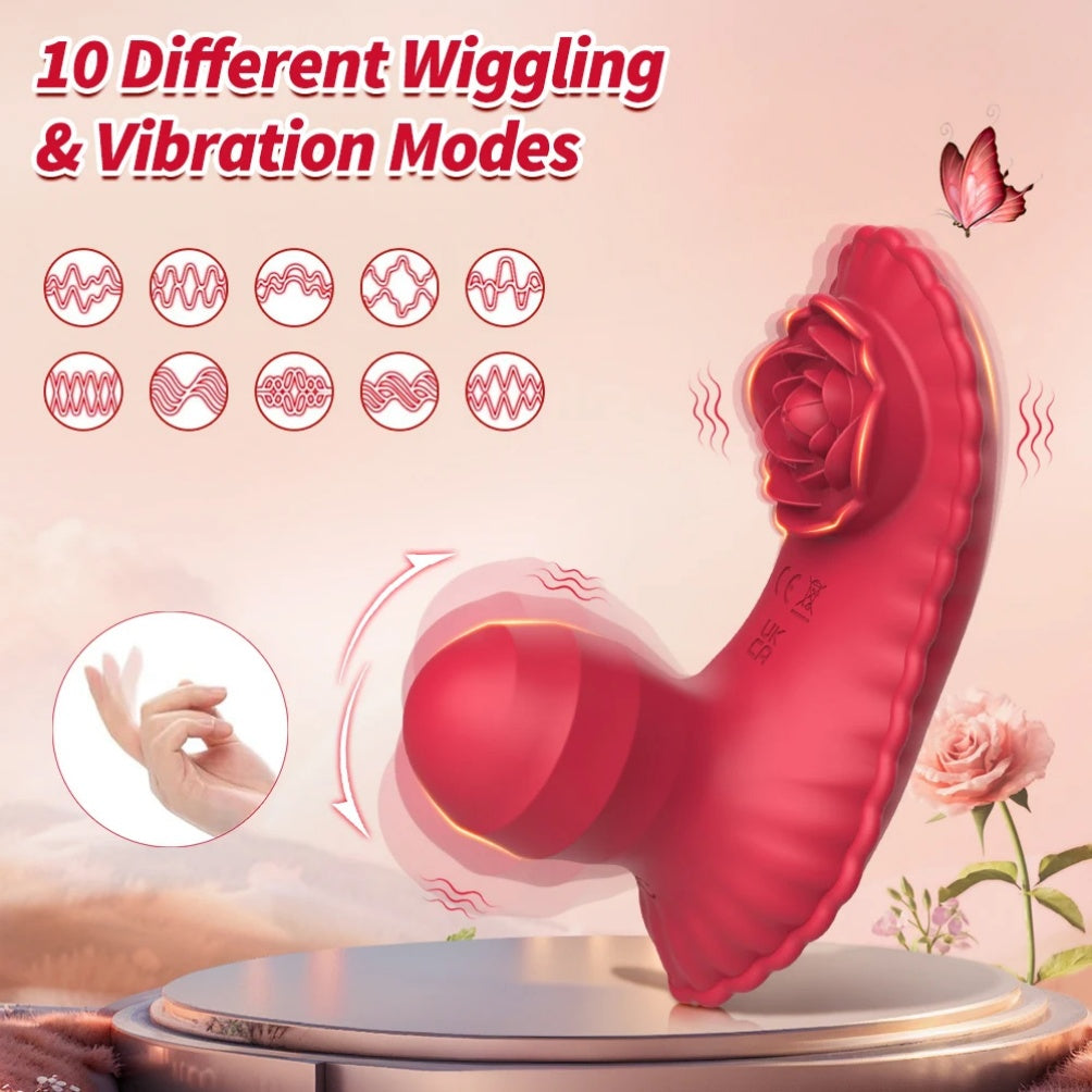 2-in-1 Strapon Rose Vibrator - Remote Control G-Spot & Clitoral Stimulation