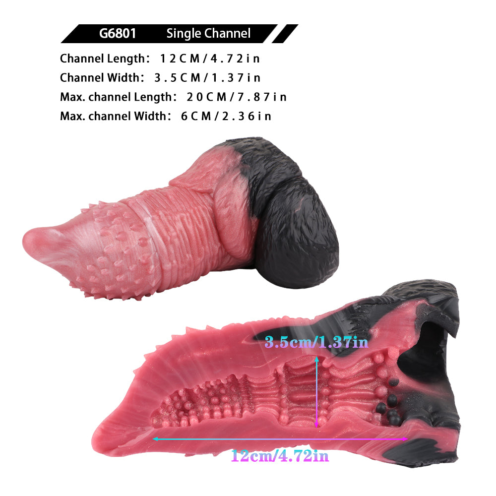 Fantasy Pocket Pussy Penis Sleeve - Knotted Dildo Dual-action Male Masturbator